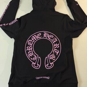 Chrome Hearts Hoodie Men's Size Medium Black/Pink Horse Shoe Sweater NEW